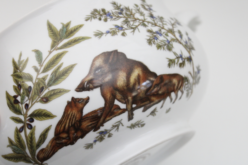 vintage china tureen, French provincial Le sanglier wild boar covered soup bowl, Asta Western Germany