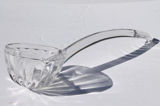 vintage clear glass punch bowl ladle, National pattern Jeannette depression glass