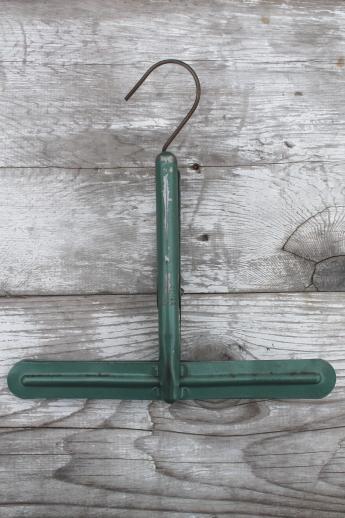 vintage clip grip hanger, industrial metal hanging clamp with spring clip