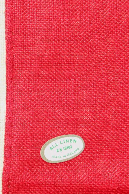 vintage cloth napkins, lot of Christmas prints & solid red linen dinner buffet napkins