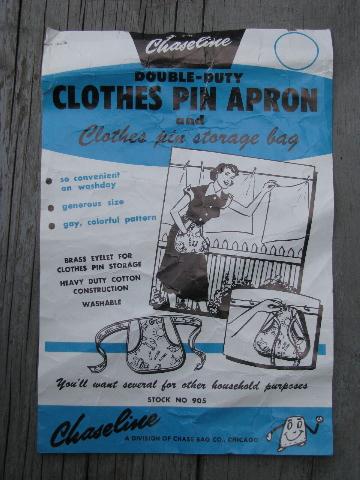 vintage clothespins pocket apron, laundry day clothespin pocket to wear