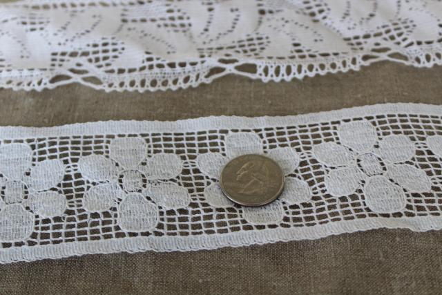 vintage cluny type lace sewing trim, wide insertion & edging new old stock