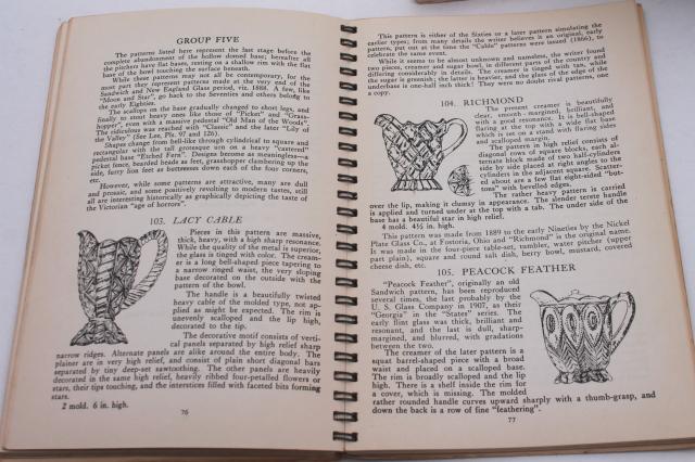 vintage collectors antique guide books, old EAPG glass patterns, pressed pattern glass pitchers