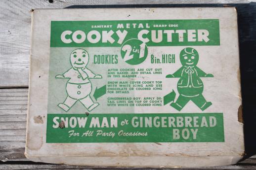 vintage cookie cutters for giant Christmas cookies, big Santa & gingerbread man