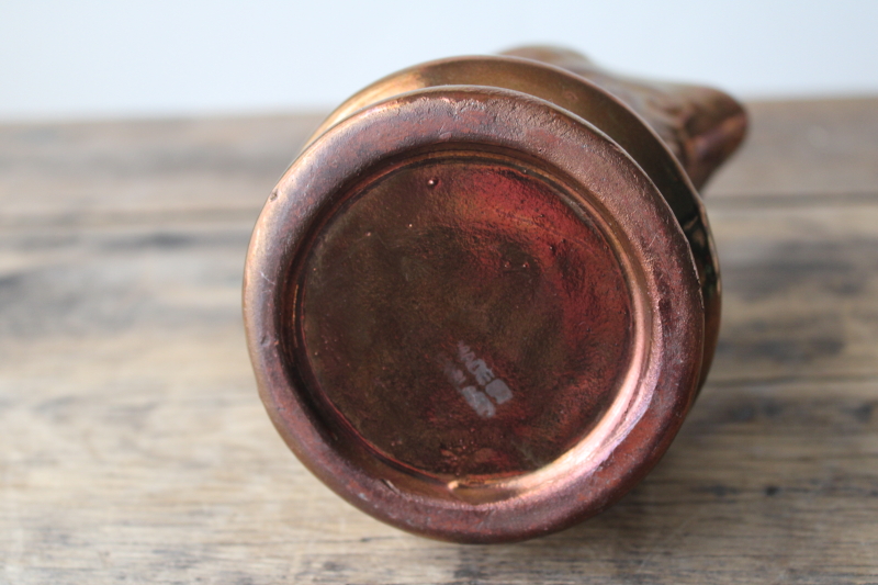 vintage copper lustre pitcher, milk jug or creamer, Wade England redware pottery