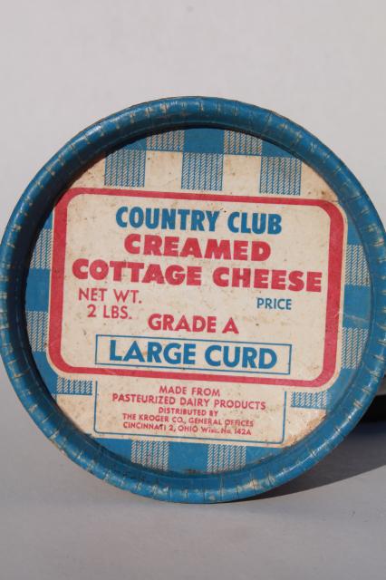 vintage cottage cheese container & Golden Guernsey dairy butter boxes, retro food packaging