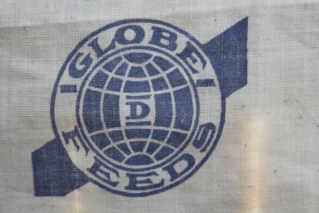 vintage cotton chicken feed sack w/ printed ad graphics Globe baby chick starter