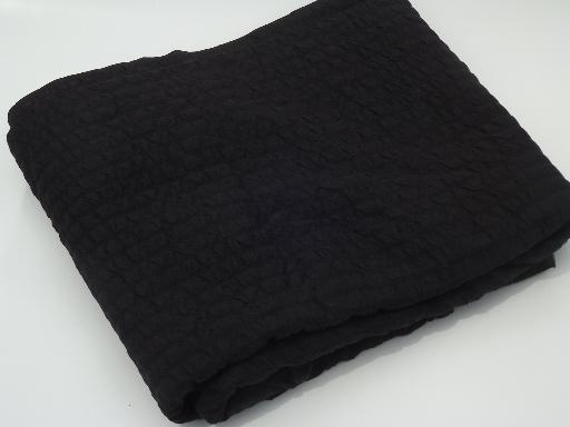 vintage cotton crinkle fabric, wide striped seersucker in solid black