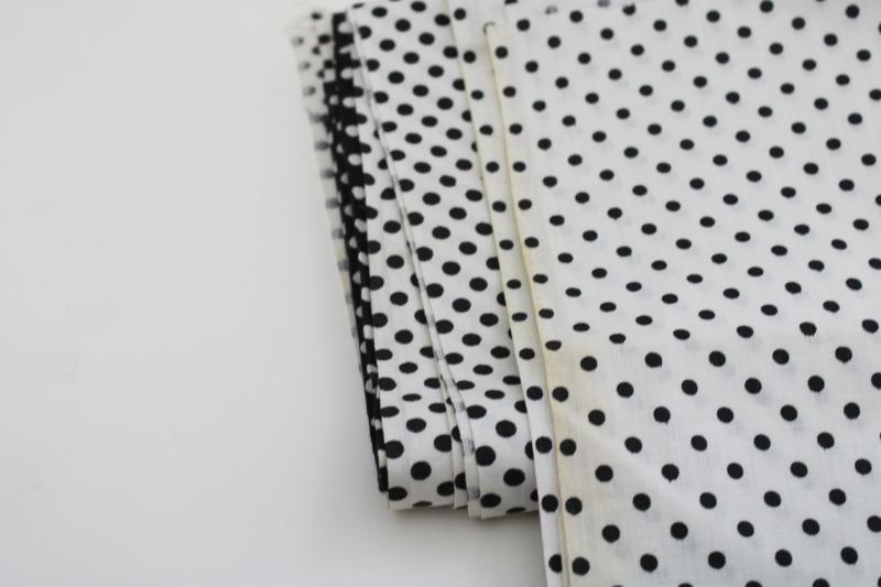 vintage cotton fabric quilting weight black & white dots polka dotted prints