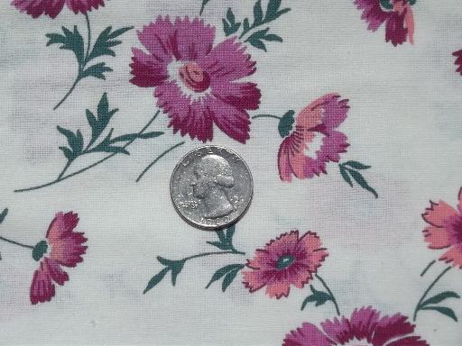 vintage cotton feed sack fabric, purple asters floral print