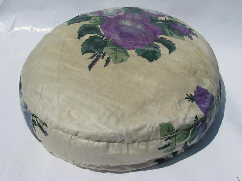 vintage cotton floral print throw pillows lot, roses on black etc.