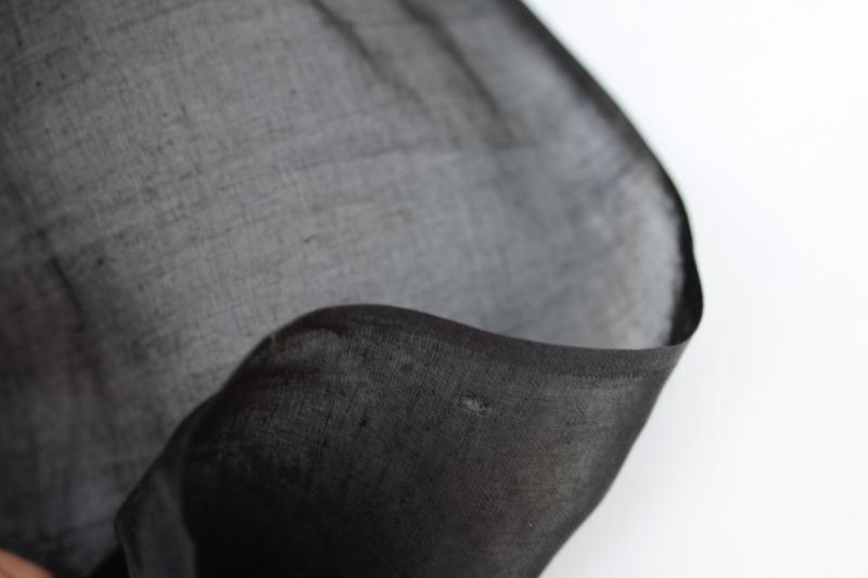 vintage cotton organdy fabric, jet black sheer fine crisp material for hat veiling etc.