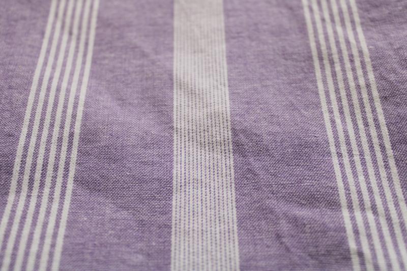 vintage cotton oxford cloth shirting fabric, lavender w/ white, wide striped bands