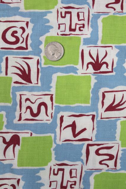 vintage cotton print feedsack fabric lot, deco modern retro geometric abstract patterns