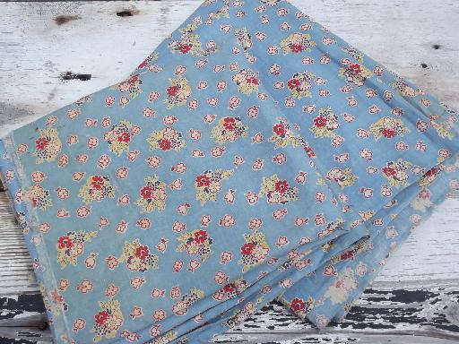 vintage cotton print scrap quilting fabric, old quilt backs for patchwork