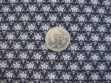 vintage cotton sewing material, tiny black & white floral print quilting fabric