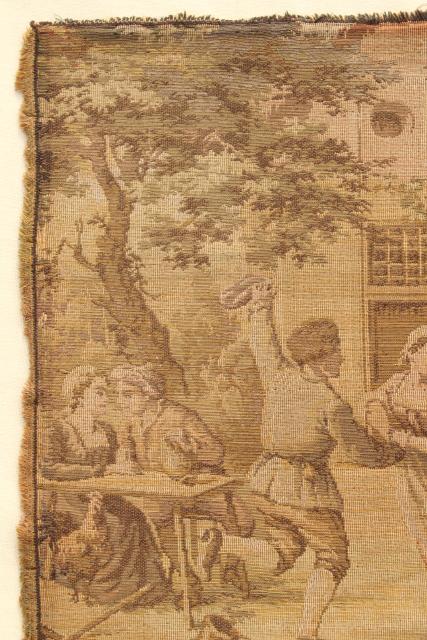 vintage cotton tapestry panel, picture or pillow top - french country antique faded colors