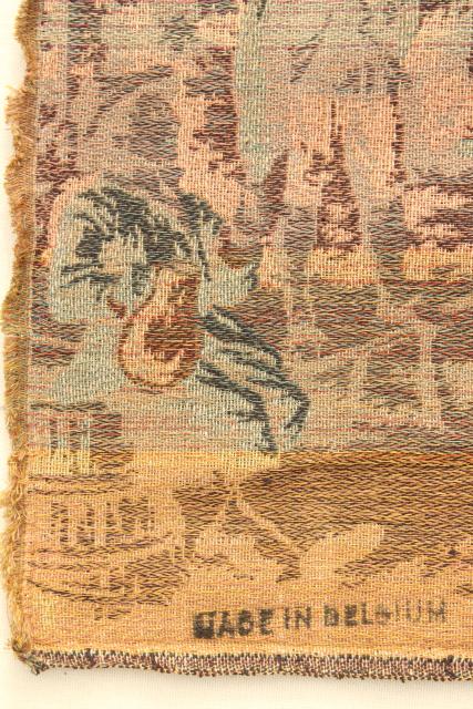 vintage cotton tapestry panel, picture or pillow top - french country antique faded colors