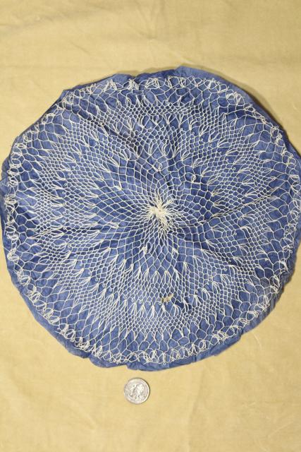 vintage cotton thread lace doilies, Madeira cobweb fine hairpin lace