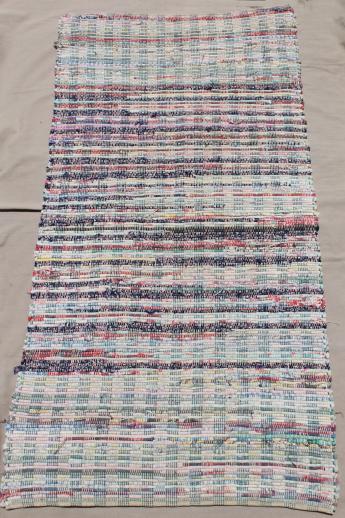 vintage country primitive cotton rugs, woven rag rug kitchen or porch runner rugs
