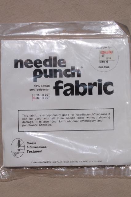 vintage craft supplies - punch needle embroidery tool, fabric, needlework kit