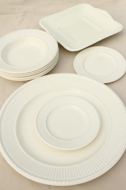 vintage creamware all cream white English Wedgwood Edme china soup bowls & serving trays