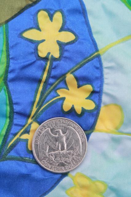 vintage crinkle pucker texture lightweight poly 'silk' fabric, Japan or Hawaiian leaf print