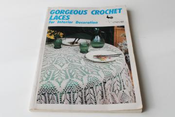 vintage crochet lace pattern book, tablecloths, bedspreads etc published in Japan 1980
