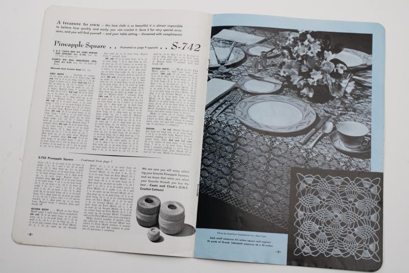vintage crochet pattern booklet, crocheted lace motifs pineapple patterns