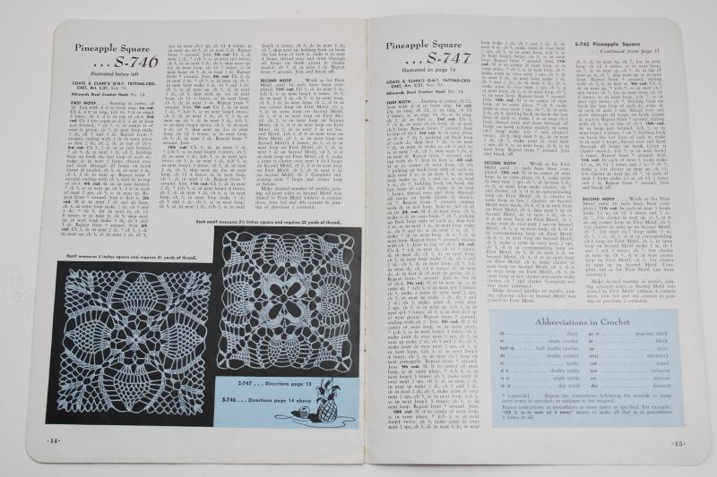 vintage crochet pattern booklet, crocheted lace motifs pineapple patterns
