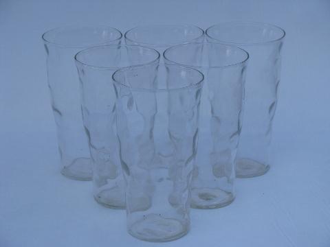 vintage crystal clear depression glass lemonade set, hex optic pitcher & glasses
