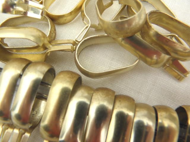 vintage curtain rings, gold tone aluminum metal oval ring clips for cafe curtain rods