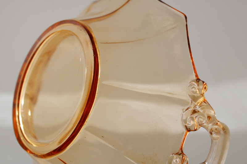 vintage depression glass bowl topaz amber color, Cambridge decagon elegant glass