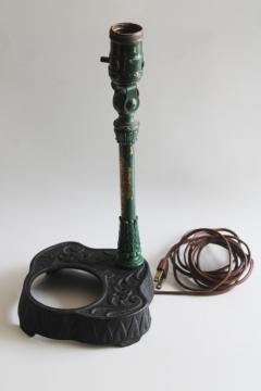 vintage desk lamp w/ cast iron base, industrial style pivot head ashtray lamp