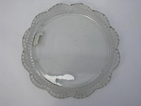 vintage dew drop teardrop hobnail pattern pressed glass vanity tray
