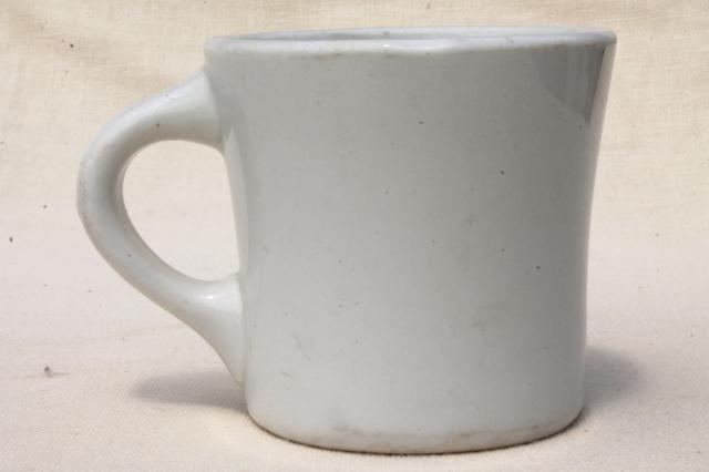 vintage diner coffee mug, Warwick china heavy white ironstone restaurant ware coffee cup