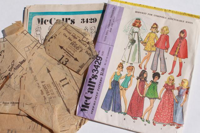 vintage doll clothes sewing patterns lot, fashion dolls Barbie & Ken wardrobe etc