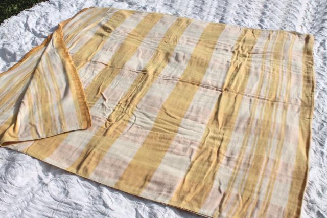 vintage double long fold over camp blanket w/ original Wearwell paper label