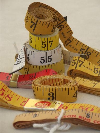 vintage dressmaker's tape measures, fabric measuring tape lot for crafts