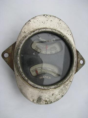 vintage early old AC GM / Chevy ammeter / temperature gauge