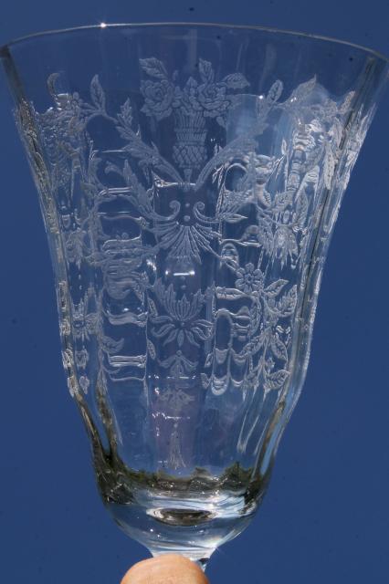 Vintage Elegant Glass Iced Tea Glasses Optic Pattern