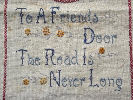 vintage embroidered mottos, lot of old cross-stitch samplers for framing