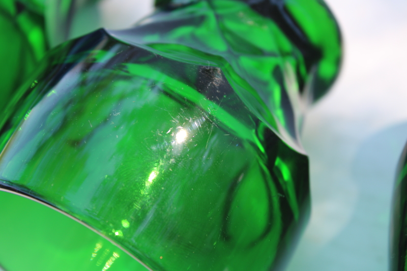 vintage emerald green Georgian honeycomb pattern tumblers, Viking glass or Mosser