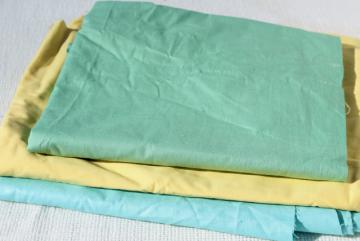 vintage fabric lot, cotton quilting fabrics solid colors, jadite green, aqua, yellow
