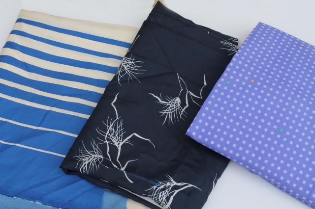 vintage fabric lot silky poly shirtings, lining fabrics - retro colors & prints!
