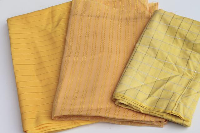 vintage fabric lot silky poly shirtings, lining fabrics - retro colors & prints!