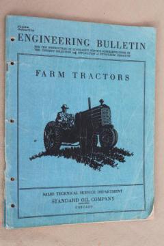vintage farm tractor service bulletin, 1940s Standard Oil  antique tractor advertising