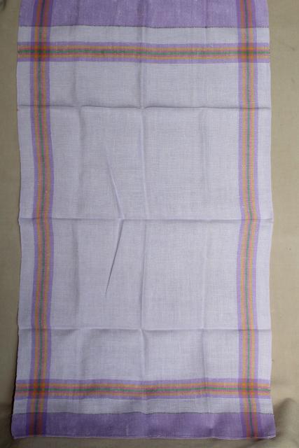 vintage farmhouse towels, woven linen & cotton huck towels w/ colored stitching
