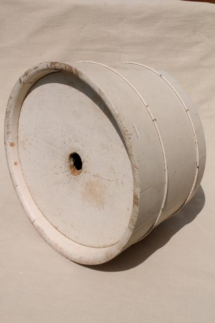 vintage farmhouse whitewash wood barrel bucket stand for antique primitive feather tree