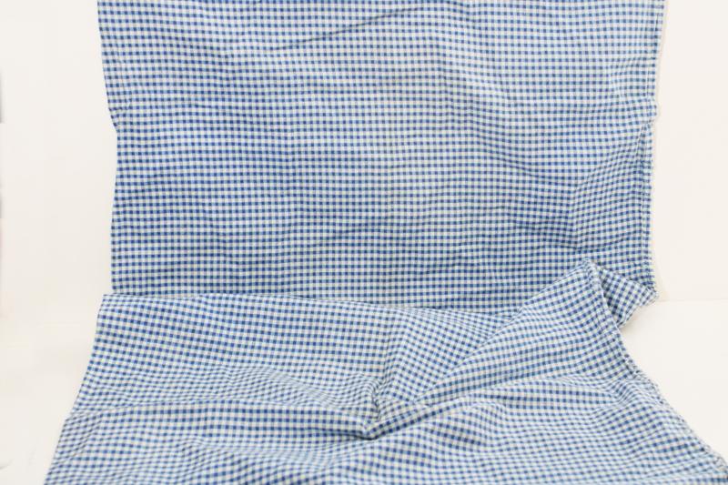vintage feedsack w/ original stitching, dorothy blue & white gingham print fabric